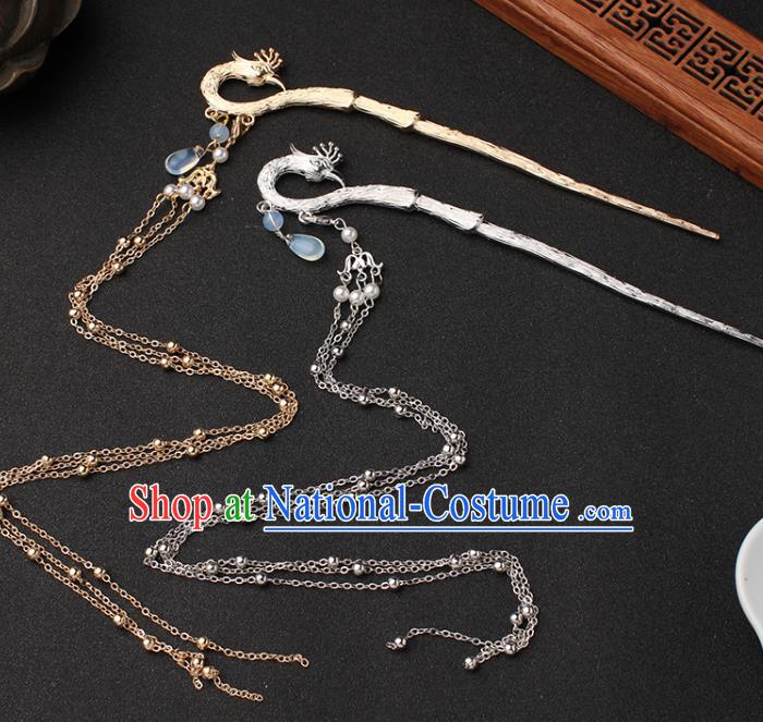 China Ancient Princess Hair Accessories Traditional Hanfu Hair Stick Phoenix Tassel Hairpin