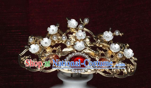 China Ancient Ming Dynasty Princess Hairpin Traditional Hanfu Plum Blossom Hair Crown