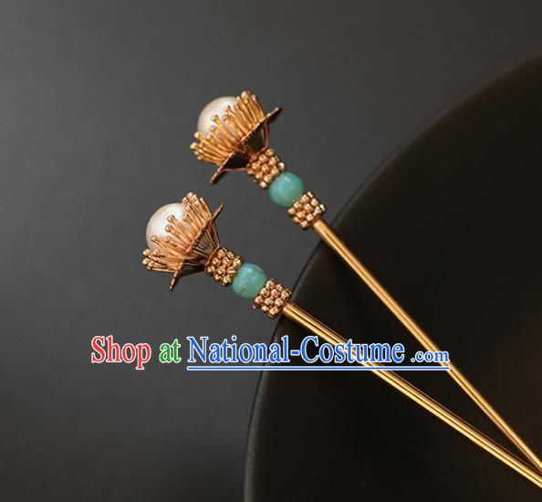 China Traditional Hanfu Pearl Hair Stick Ancient Song Dynasty Princess Hairpin