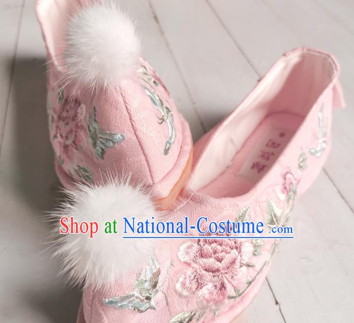 Handmade Chinese Embroidered Shoes Ming Dynasty Princess Shoes Traditional Hanfu Shoes Pink Satin Bow Shoes