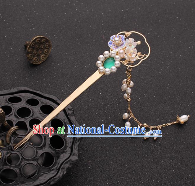 China Traditional Hanfu Pearls Tassel Hairpin Ancient Princess Hair Accessories