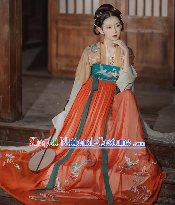 China Traditional Tang Dynasty Palace Lady Historical Costume Ancient Royal Princess Hanfu Clothing