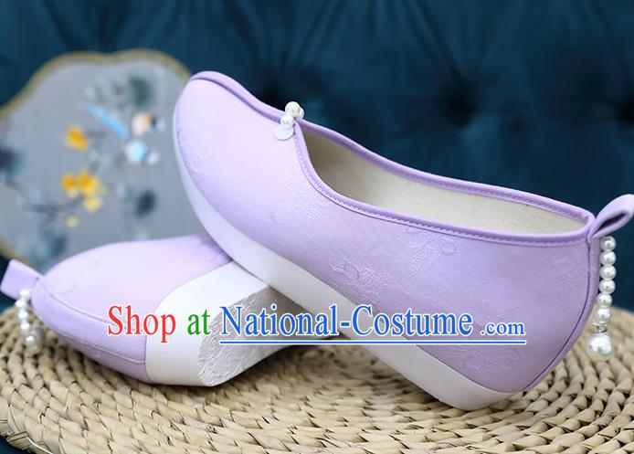 Chinese Traditional Song Dynasty Violet Shoes Hanfu Shoes Ancient Princess Shoes