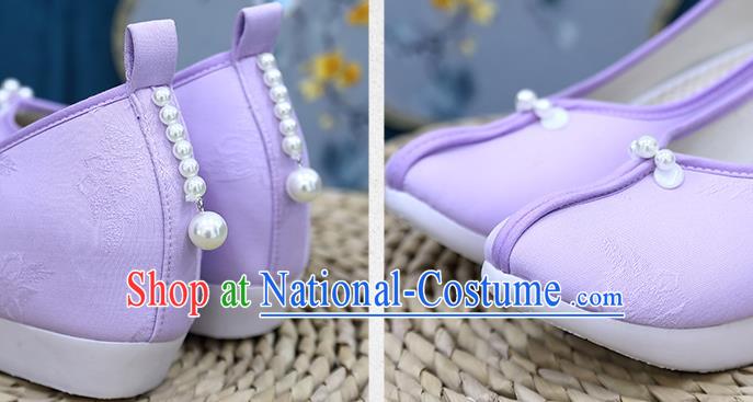 Chinese Traditional Song Dynasty Violet Shoes Hanfu Shoes Ancient Princess Shoes