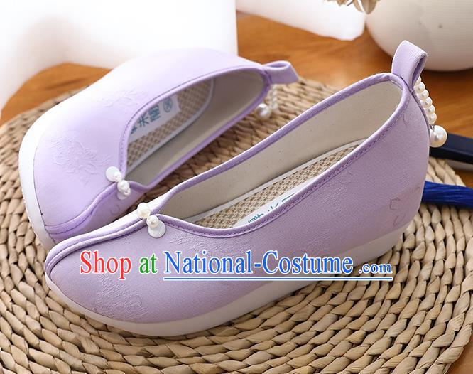 Chinese Traditional Song Dynasty Violet Shoes Hanfu Shoes Ancient Princess Shoes