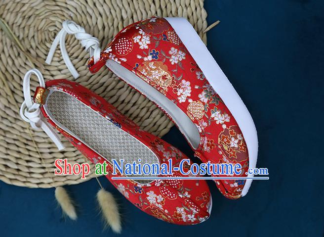 Chinese Classical Red Brocade Shoes Hanfu Shoes Traditional Wedding Shoes