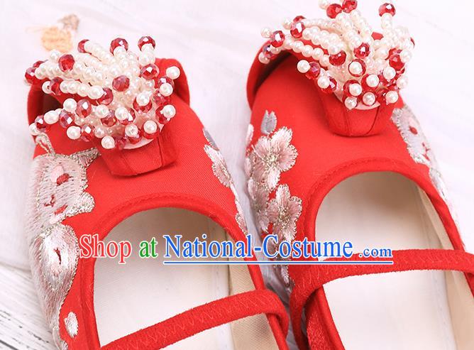 China Traditional Embroidered Red Shoes Classical Hanfu Shoes for Kids