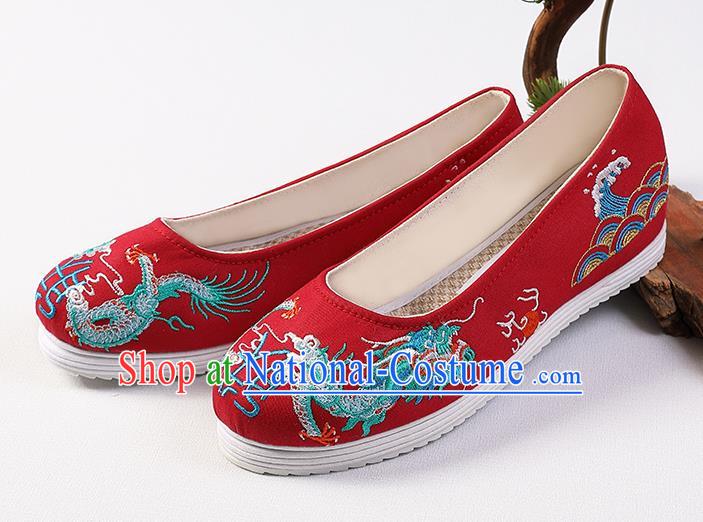 Chinese Handmade Hanfu Wedding Shoes Classical Embroidered Red Shoes Traditional Women Shoes