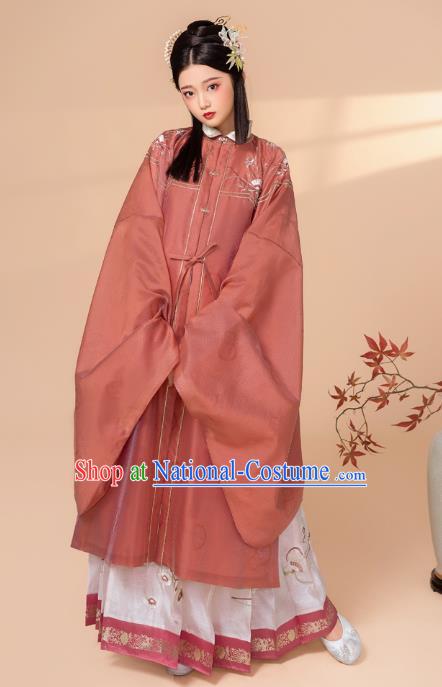 China Traditional Ming Dynasty Royal Princess Embroidered Costumes Ancient Nobility Lady Historical Clothing Full Set