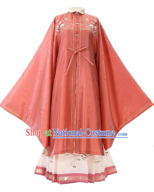 China Traditional Ming Dynasty Royal Princess Embroidered Costumes Ancient Nobility Lady Historical Clothing Full Set