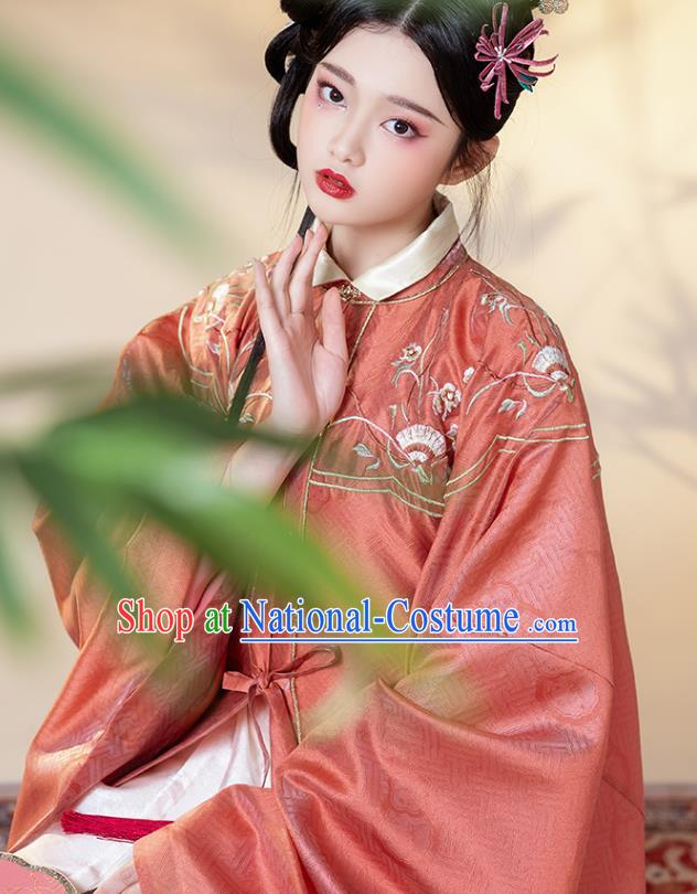 China Traditional Ming Dynasty Royal Princess Embroidered Costumes Ancient Nobility Lady Historical Clothing Full Set