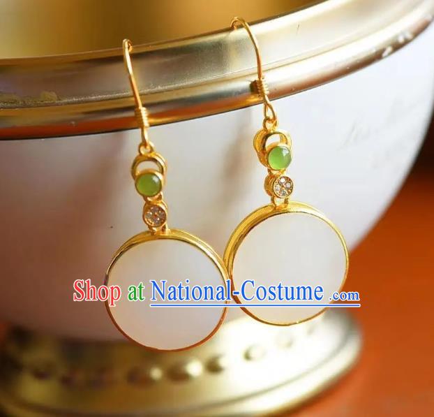 China Traditional Cheongsam Ear Accessories National Jade Earrings