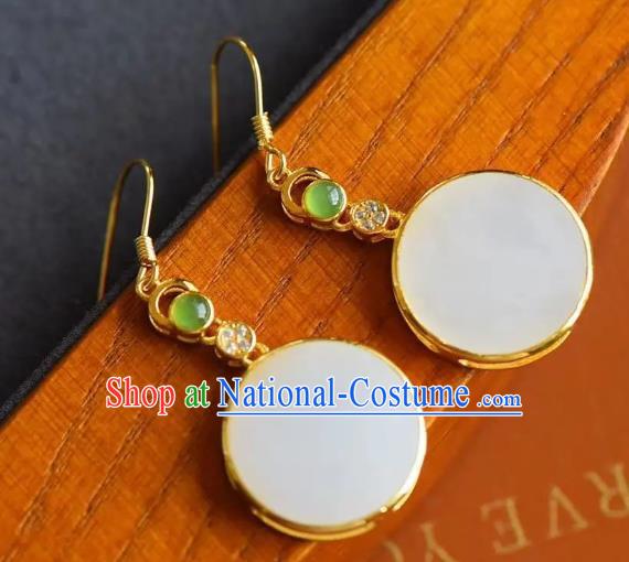 China Traditional Cheongsam Ear Accessories National Jade Earrings