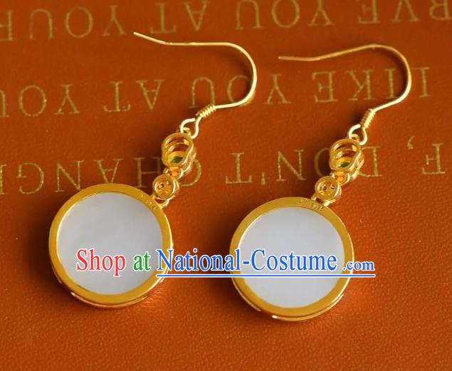 China Traditional Cheongsam Ear Accessories National Jade Earrings