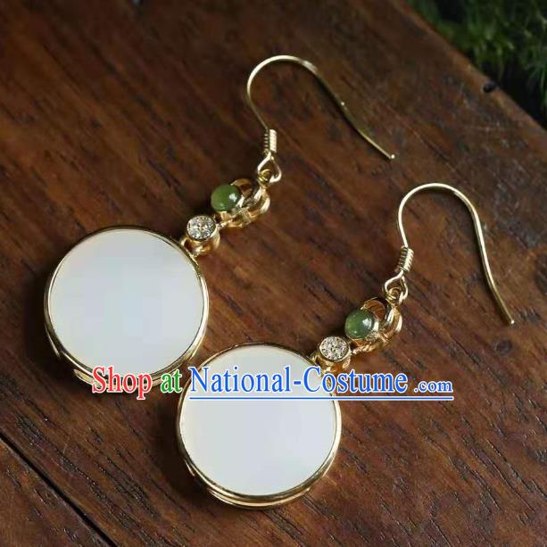 China Traditional Cheongsam Ear Accessories National Jade Earrings