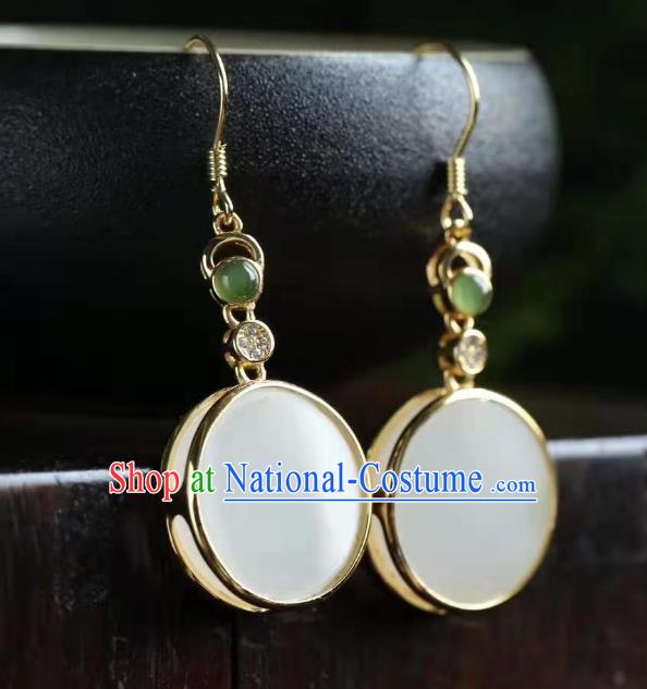 China Traditional Cheongsam Ear Accessories National Jade Earrings