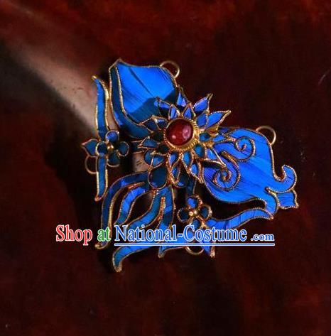 China Traditional Qing Dynasty Court Blueing Brooch Ancient Empress Ruby Jewelry Accessories