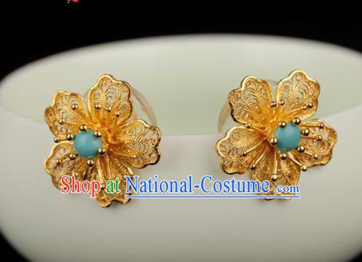 China National Qing Dynasty Earrings Traditional Cheongsam Filigree Peach Blossom Ear Accessories