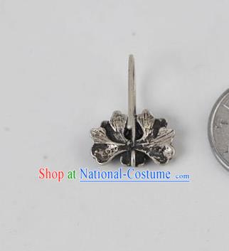 China National Silver Earrings Traditional Cheongsam Blueing Peony Ear Accessories