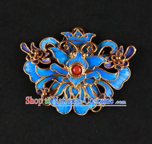 China Ancient Empress Jewelry Accessories Traditional Qing Dynasty Court Blueing Brooch