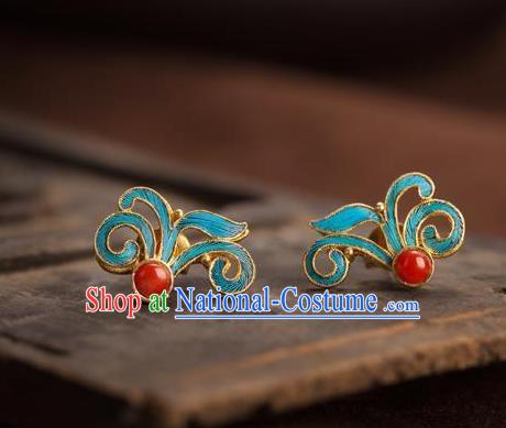 China National Orchids Earrings Traditional Qing Dynasty Empress Ear Accessories