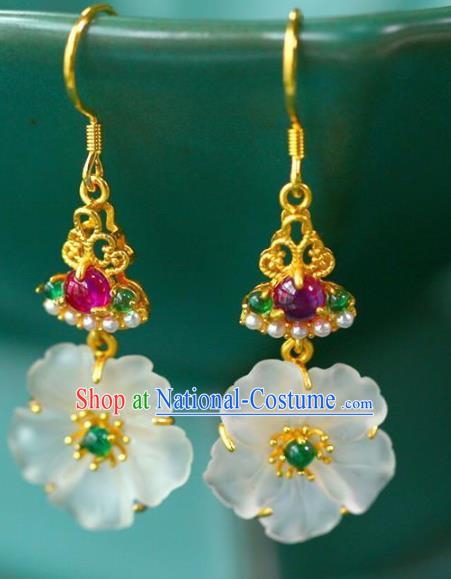 China Traditional Cheongsam Amethyst Ear Accessories National Wedding Plum Blossom Earrings