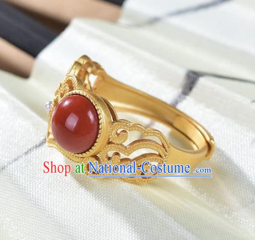 Chinese Handmade Golden Ring Jewelry Accessories Classical Court Kallaite Circlet