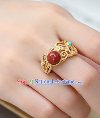 Chinese Handmade Golden Ring Jewelry Accessories Classical Court Kallaite Circlet