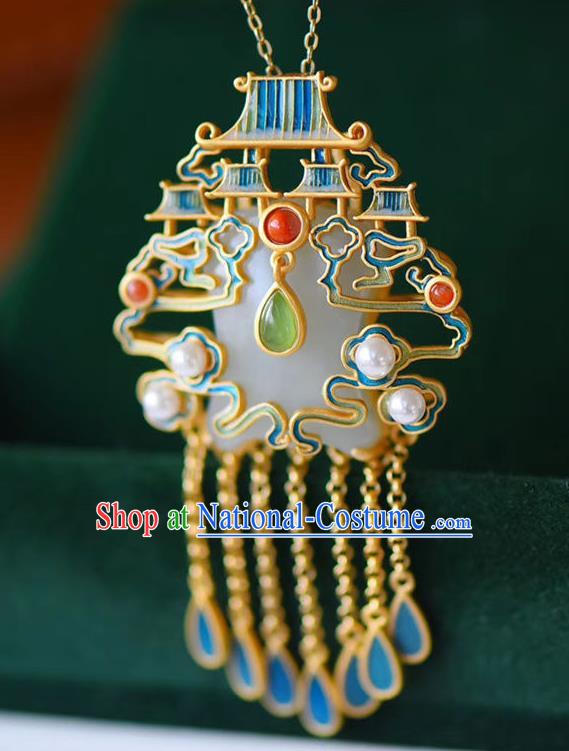 China Handmade Heavenly Southern Gate Necklace Pendant Accessories Traditional Jade Necklet Jewelry