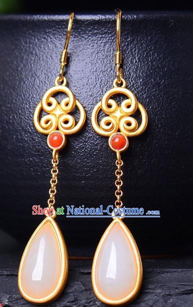 China Traditional Ear Jewelry Accessories National Cheongsam Jade Earrings