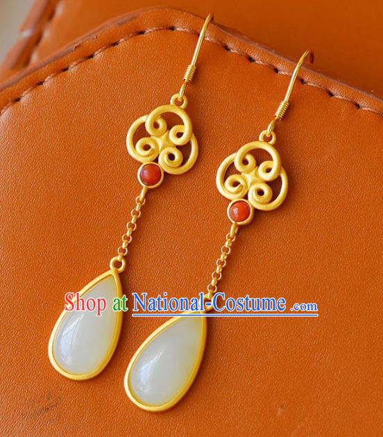 China Traditional Ear Jewelry Accessories National Cheongsam Jade Earrings