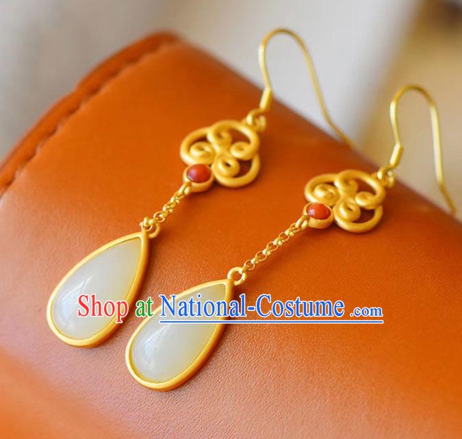 China Traditional Ear Jewelry Accessories National Cheongsam Jade Earrings