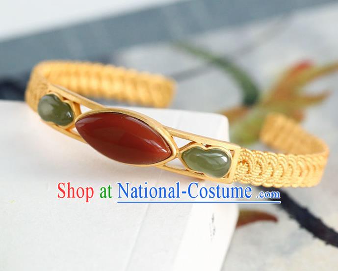 China Handmade Golden Bracelet Accessories Traditional Jade Gourd Bangle Jewelry