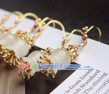 China Traditional Jade Convallaria Ear Jewelry Accessories Classical Cheongsam Earrings