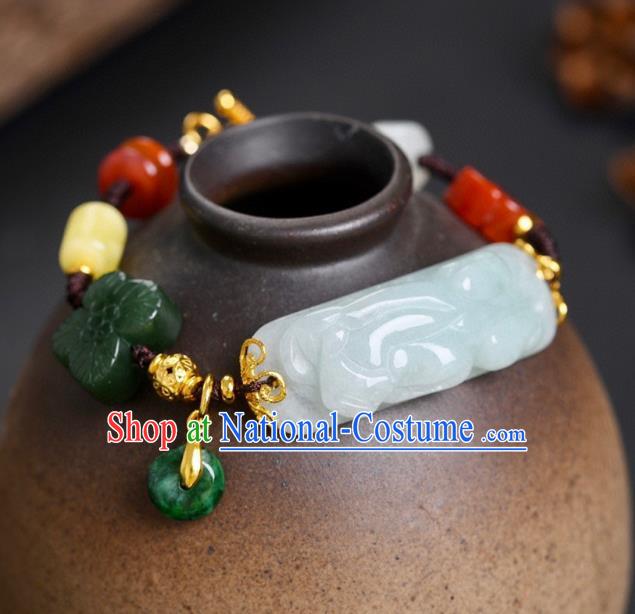 China Handmade Jade Carving Bracelet Accessories Traditional National Bangle Jewelry