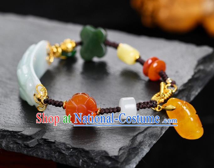 China Handmade Jade Carving Bracelet Accessories Traditional National Bangle Jewelry