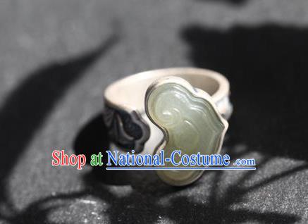 Chinese National Jade Cloud Ring Handmade Jewelry Accessories Classical Silver Circlet