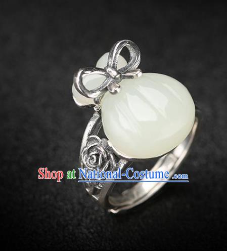 Chinese National Jade Lucky Bag Ring Handmade Jewelry Accessories Classical Circlet