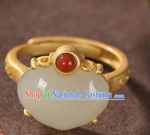 Chinese National Golden Ring Handmade Jewelry Accessories Classical Jade Peach Circlet