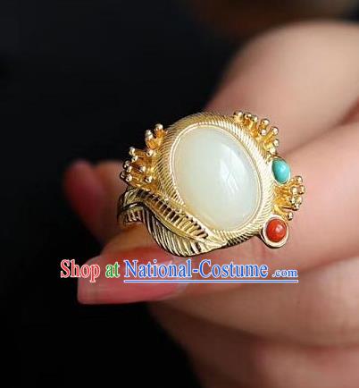 Chinese National Golden Ring Handmade Jewelry Accessories Classical Jade Circlet