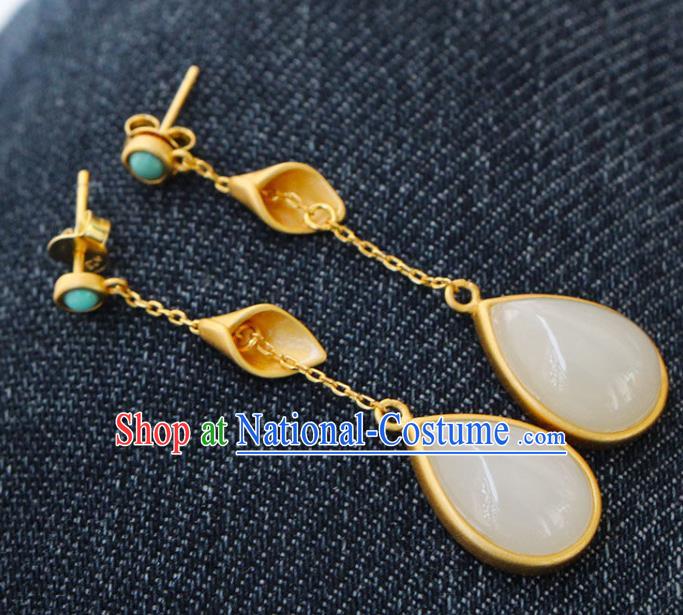 China Traditional Ear Jewelry Accessories National Cheongsam Jade Earrings