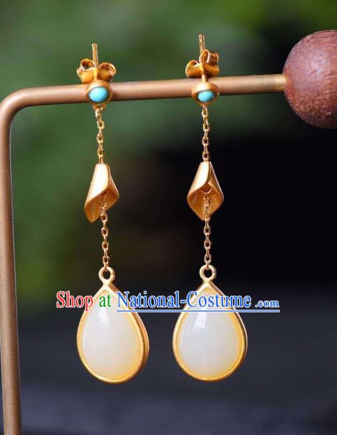 China Traditional Ear Jewelry Accessories National Cheongsam Jade Earrings