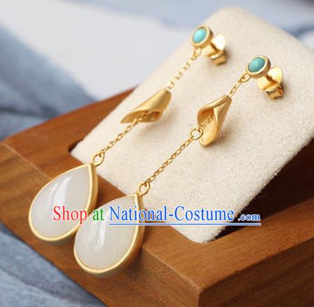 China Traditional Ear Jewelry Accessories National Cheongsam Jade Earrings