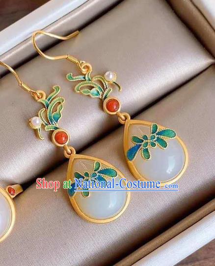 China Traditional Cloisonne Ear Jewelry Accessories National Cheongsam Golden Earrings