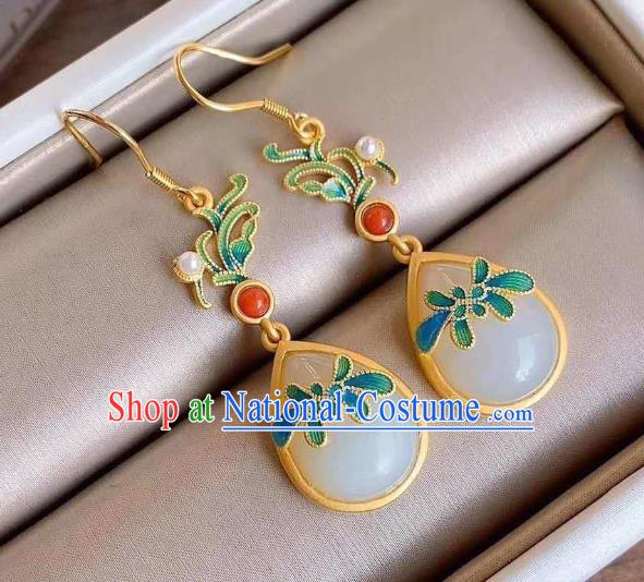 China Traditional Cloisonne Ear Jewelry Accessories National Cheongsam Golden Earrings