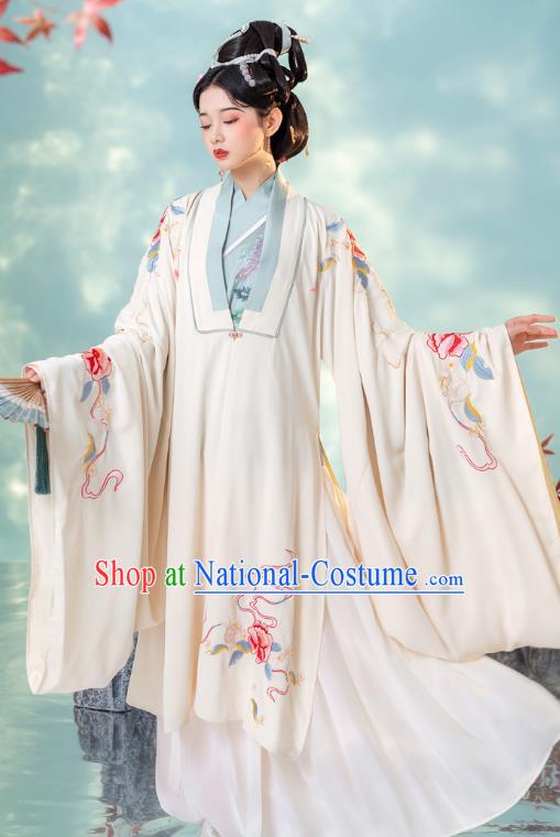 China Ancient Court Beauty Embroidered Hanfu Clothing Traditional Ming Dynasty Historical Costumes