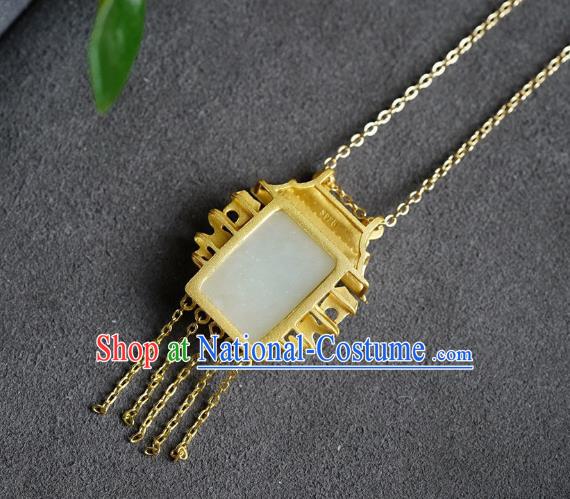 China Handmade Blueing Pendant Accessories Traditional Cheongsam Jade Necklet Jewelry