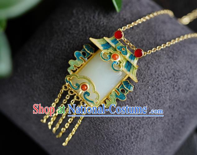 China Handmade Blueing Pendant Accessories Traditional Cheongsam Jade Necklet Jewelry