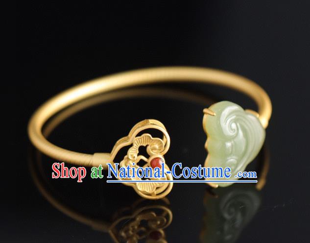 China Handmade Golden Bracelet Accessories Traditional National Jade Cloud Bangle Jewelry