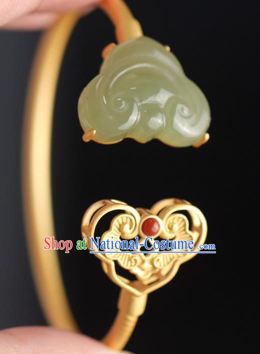 China Handmade Golden Bracelet Accessories Traditional National Jade Cloud Bangle Jewelry